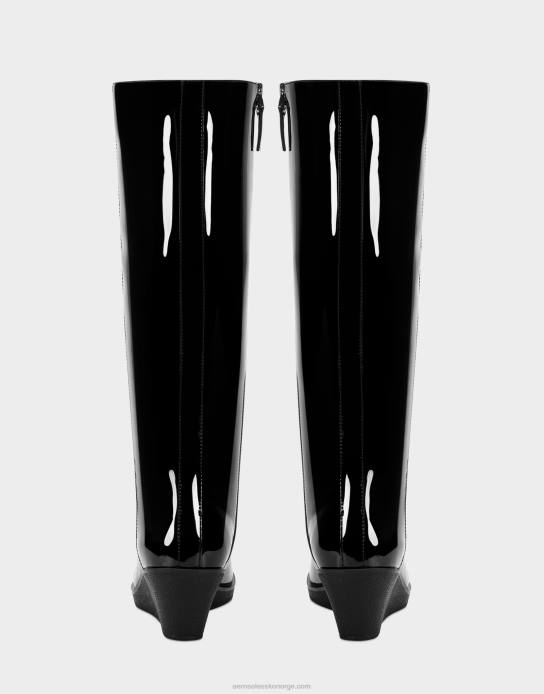nei Aerosoles kvinner høy støvel svart patent0J4B136